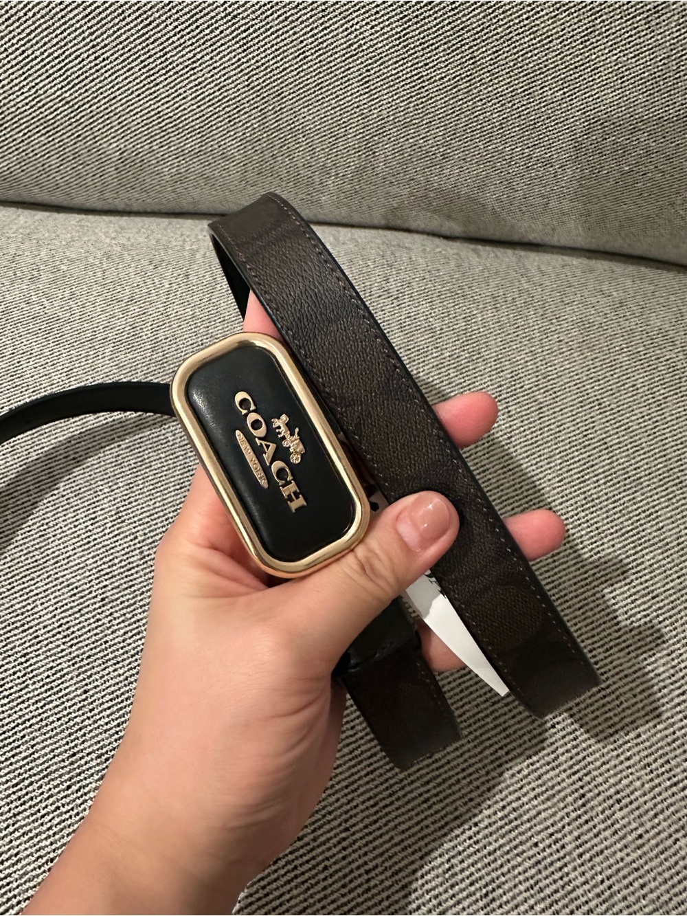 NWT COACH 25MM Black Leather Belt with Gold Plated Logo Buckle - CR436